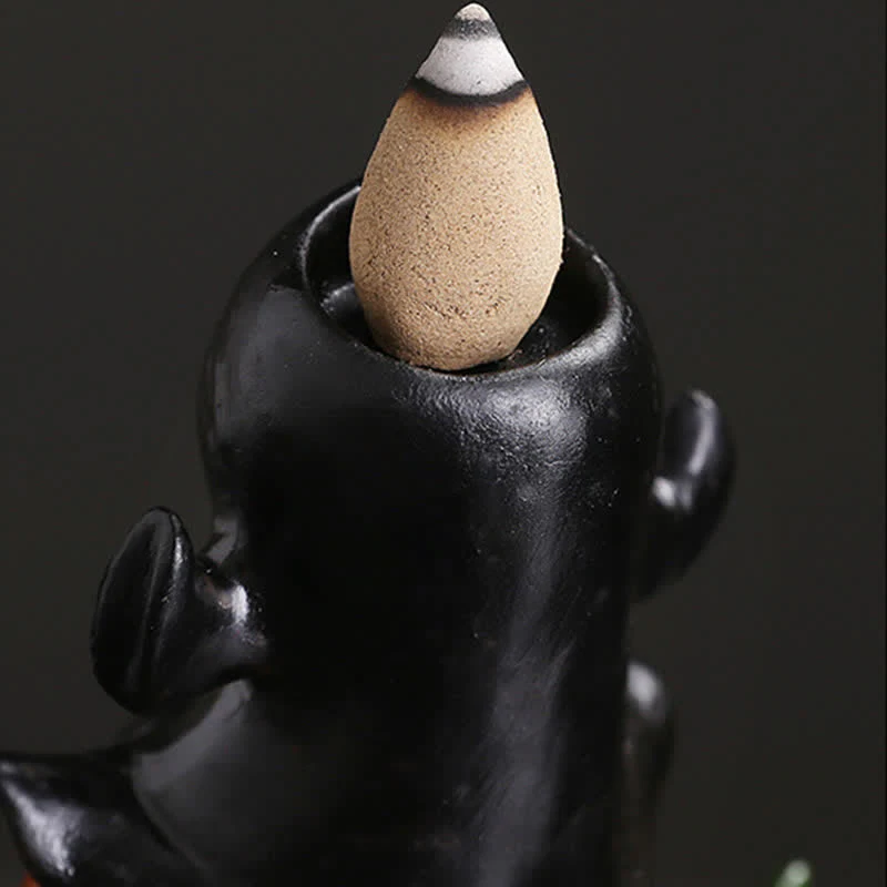 Buddha Stones Halloween Pumpkins Ghost Resin Backflow Smoke Fountain Incense Burner Decoration