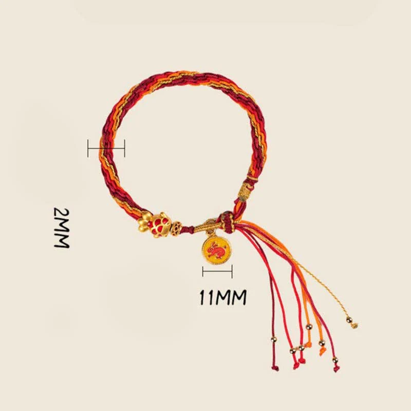 Buddha Stones Chinese Zodiac Handmade Koi Fish String Protection Reincarnation Knot Braid Bracelet