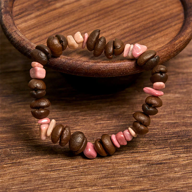 Buddha Stones Handmade Natural Coffee Beans Amethyst Citrine Amazonite Irregular Crystal Bracelet