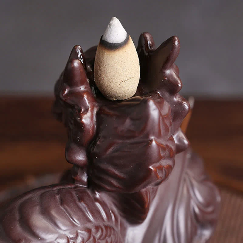 Buddha Stones Dragon Pattern Success Ceramic Incense Burner Decoration