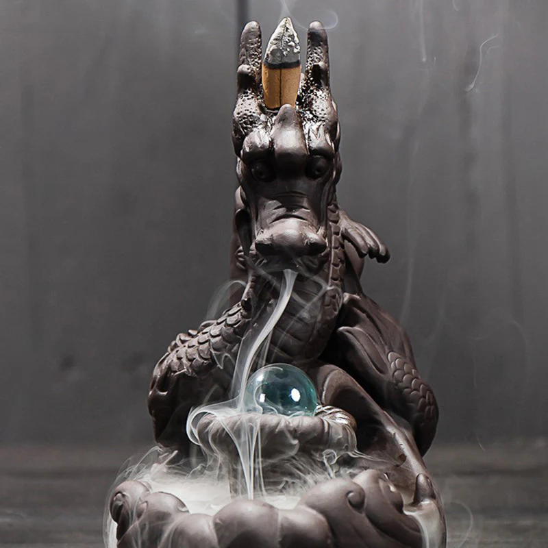Buddha Stones Tibetan Dragon Protection Incense Burner Decoration
