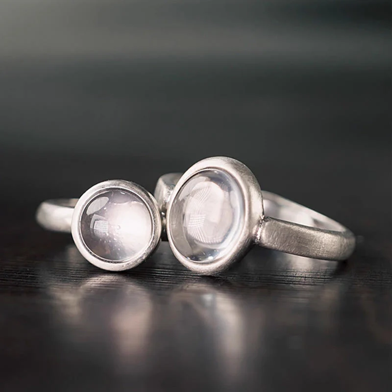 Buddha Stones Natural 925 Sterling Silver Pink Crystal Adjustable Warmth Ring