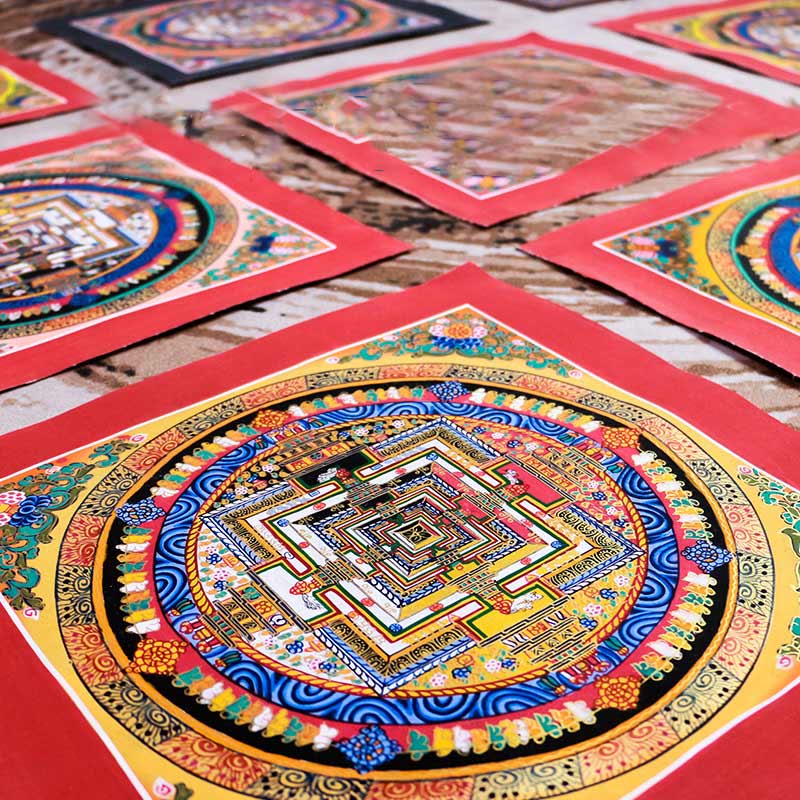 Buddha Stones Tibetan Handmade Thangka Mandala Painting Blind Box Random Color Pattern