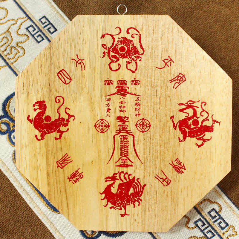 Buddha Stones Feng Shui Bagua Map Peach Wood Balance Energy Map Mirror