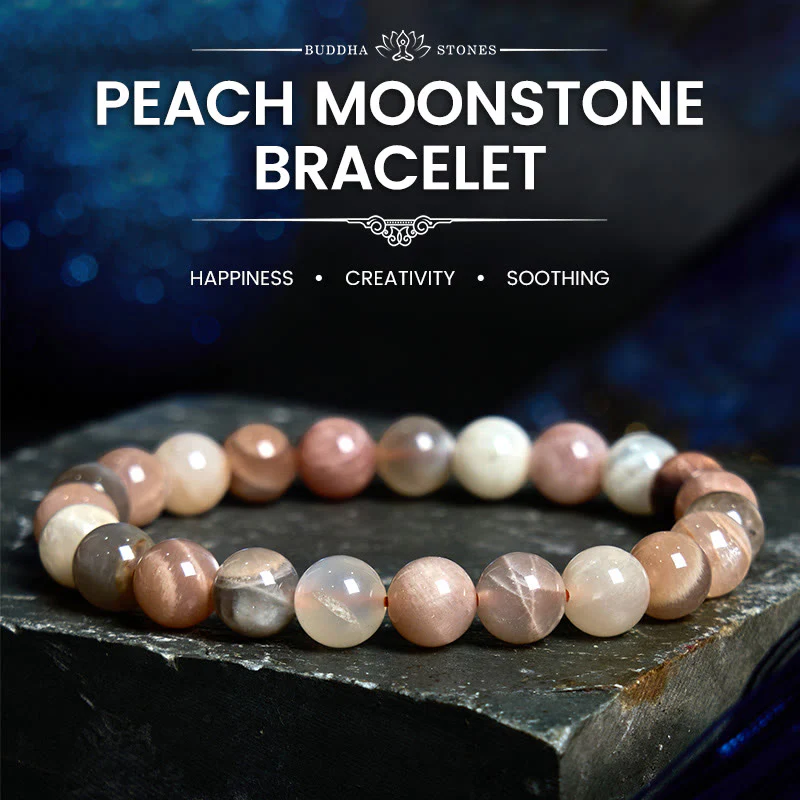Buddha Stones Peach Moonstone Healing Bracelet