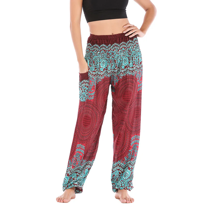 Buddha Stones Round Geometric Pattern Loose Casual Harem Trousers High Waist Women's Yoga Pants
