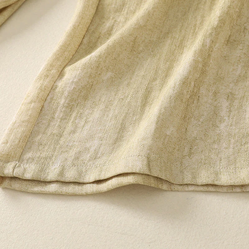 Buddha Stones Summer Plain Drawstring Zipper Design Women's Wide Leg Cotton Pants With Pockets