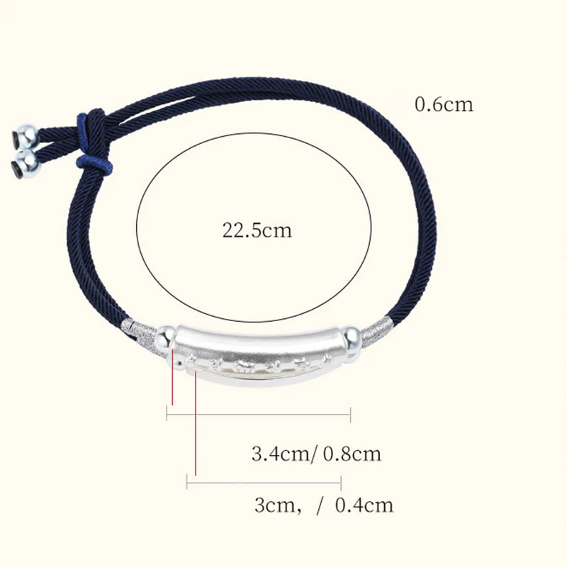 Buddha Stones Dragon Knot Sterling Silver Om Mani Padme Hum Double Hand Woven Bracelet