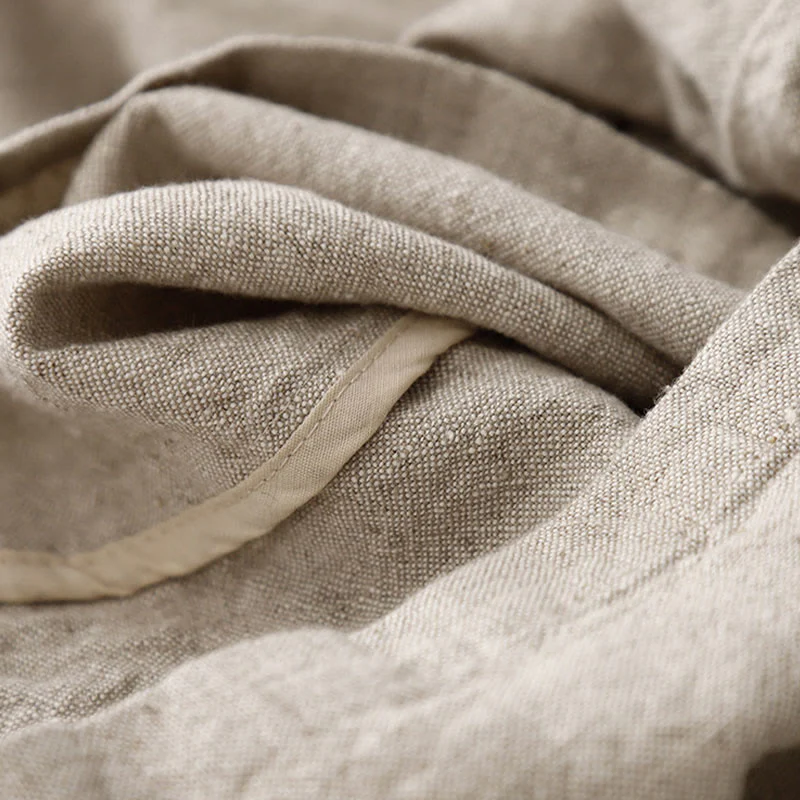 Buddha Stones Casual Daily Drawstring Simple Design Women's Cotton Linen Pants With Pockets