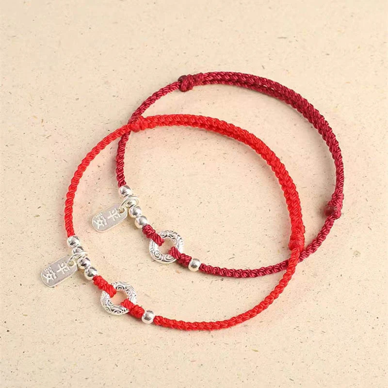 Buddha Stones 925 Sterling Silver Auspicious Clouds Peace Buckle Safe And Sound Bracelet Anklet (Extra 30% Off | USE CODE: FS30)