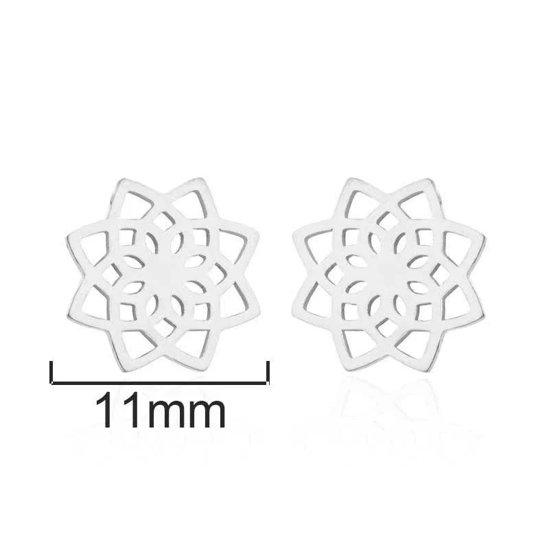 Buddha Stones Tibetan Lotus Pattern New Beginning Stud Earrings