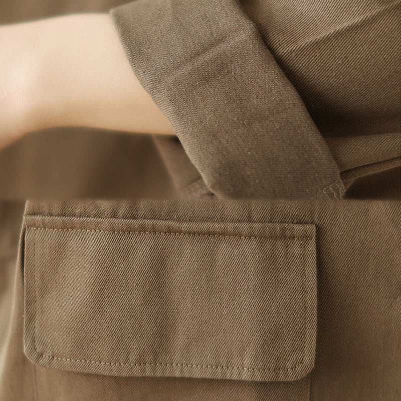 Buddha Stones Plain Women's Cotton Suit Jacket With Pockets