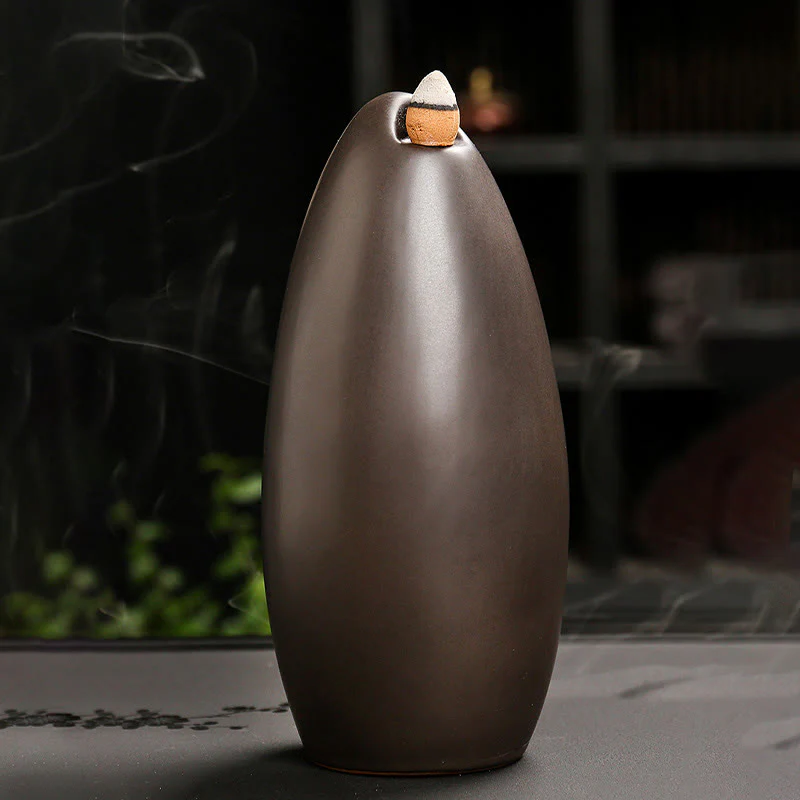 Buddha Stones Stairs Mountains Water Buddha Hand Ceramic Backflow Smoke Fountain Meditation Incense Burner Decoration