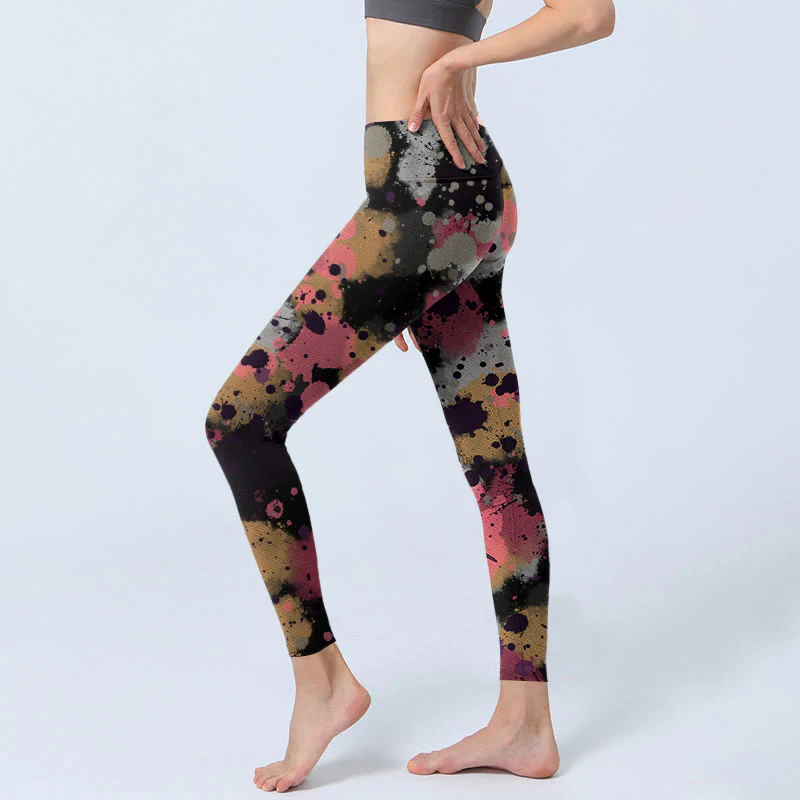 Buddha Stones Splatter Print Exercise Leggings Women's Yoga Pants
