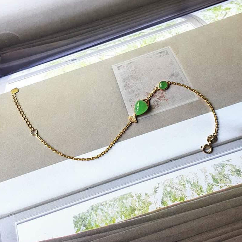 Buddha Stones Green Chalcedony Koi Fish Courage Strength Bracelet