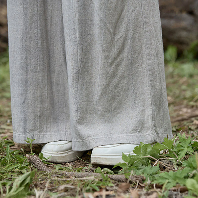 Buddha Stones Casual Tie-Dye Women's Linen Wide Leg Pants With Pockets