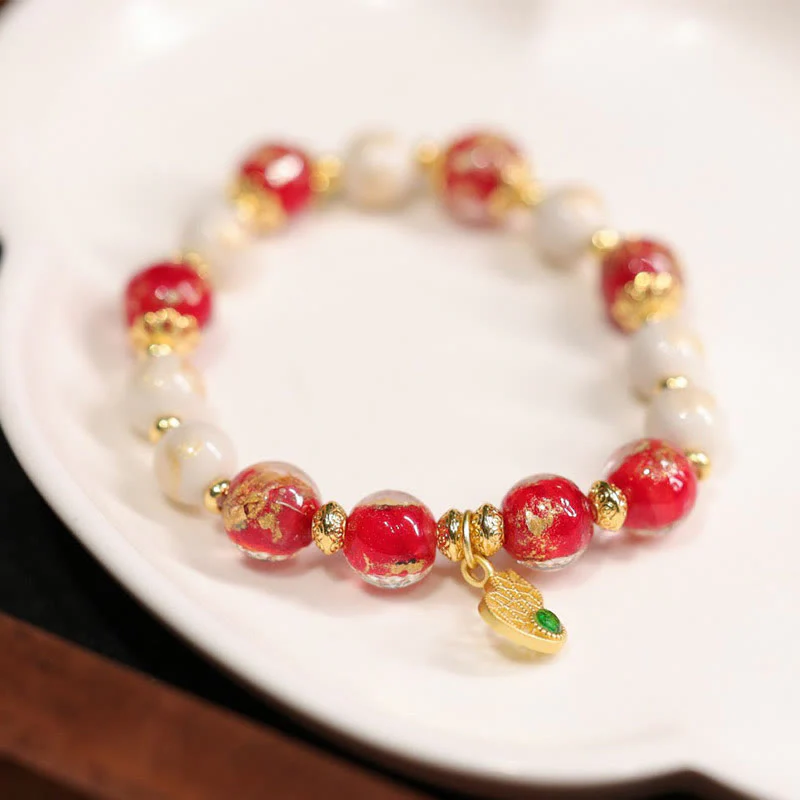 Buddha Stones Gourd God Of Wealth Charm Fortune Liuli Glass Bead Incense Ash Porcelain Bead Bracelet