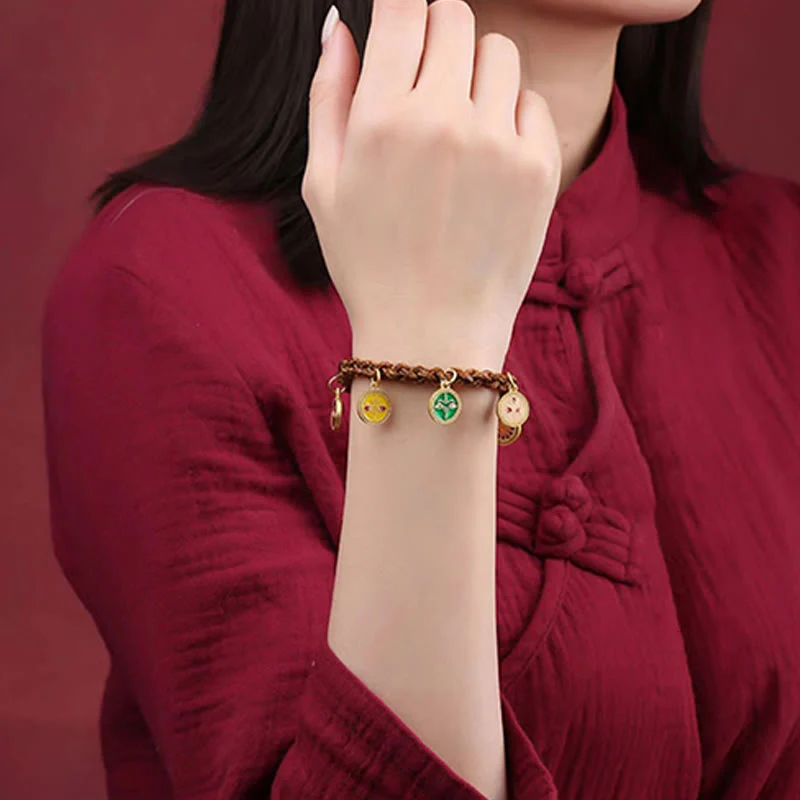 Buddha Stones Tibetan Five God Of Wealth Thangka Luck Braid String Bracelet