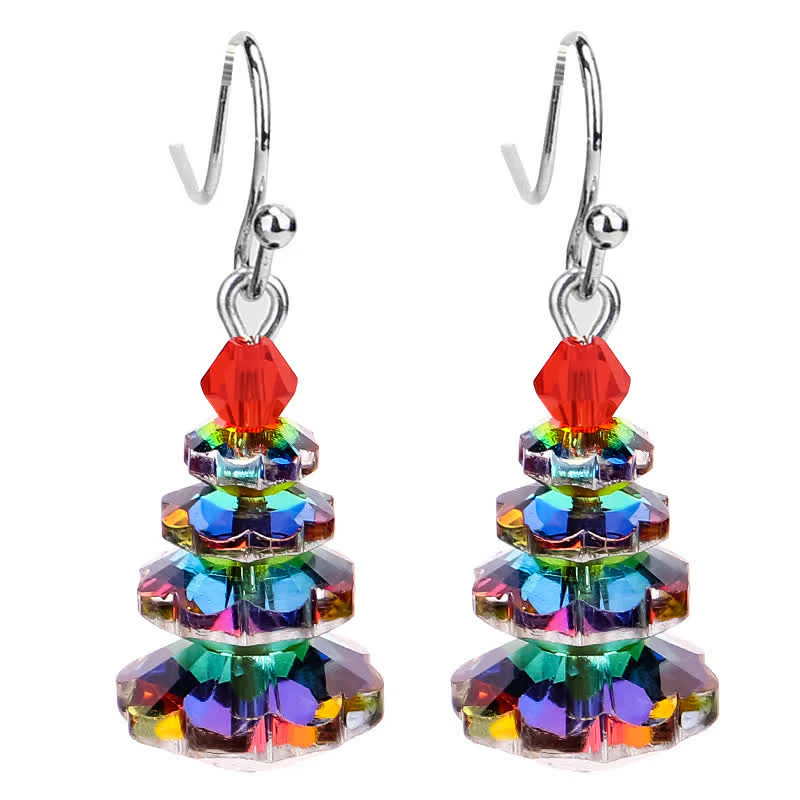 Buddha Stones Various Crystals Christmas Tree Amethyst Peace Healing Drop Earrings