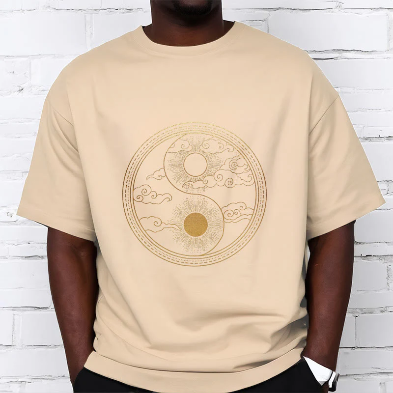 Buddha Stones Yin Yang Sun Auspicious Clouds Tee T-shirt