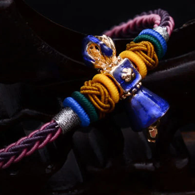 Buddha Stones Tibetan Handmade Dorje Vajra Strength Eight Threads String Bracelet