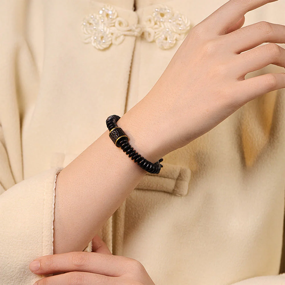 Buddha Stones Tibetan Coconut Shell Auspicious Clouds Positive Bracelet