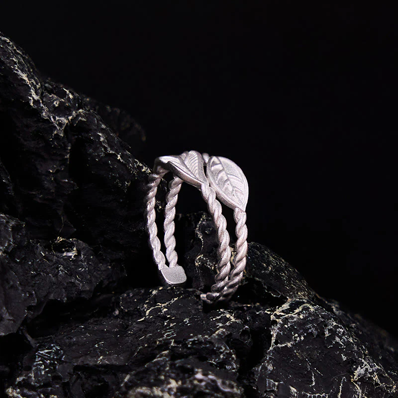 Buddha Stone Copper Leaf Wealth Adjustable Ring