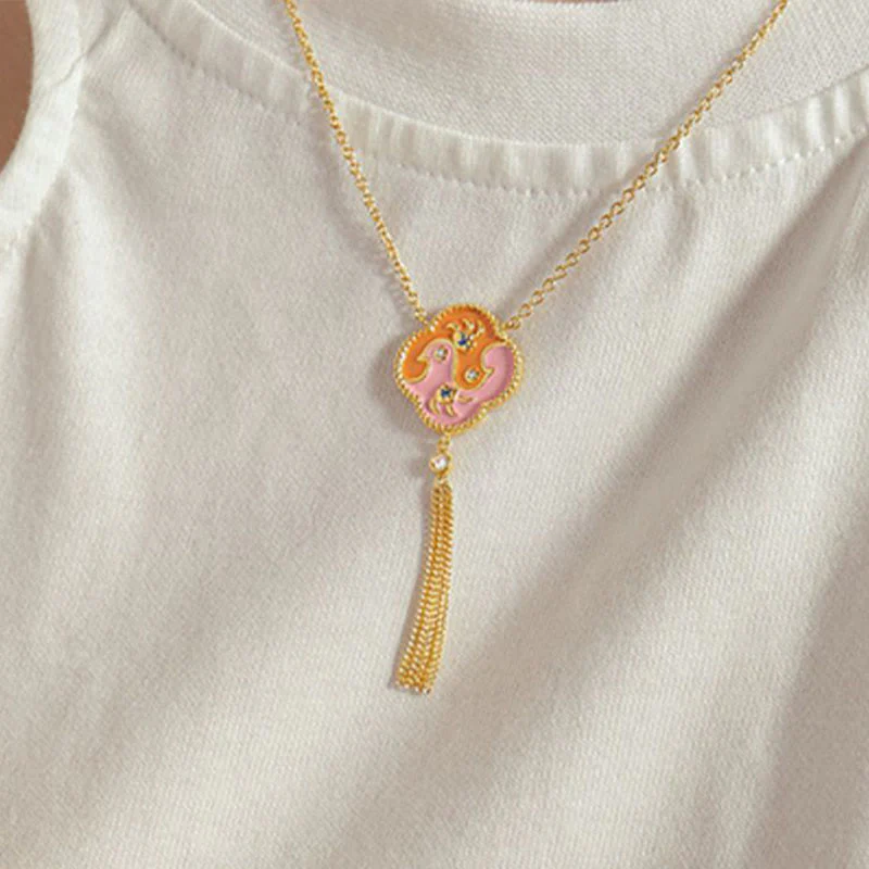 Buddha Stones 18K Gold Plated Copper Two Birds Zircon Healing Necklace Pendant Bracelet Earrings Set