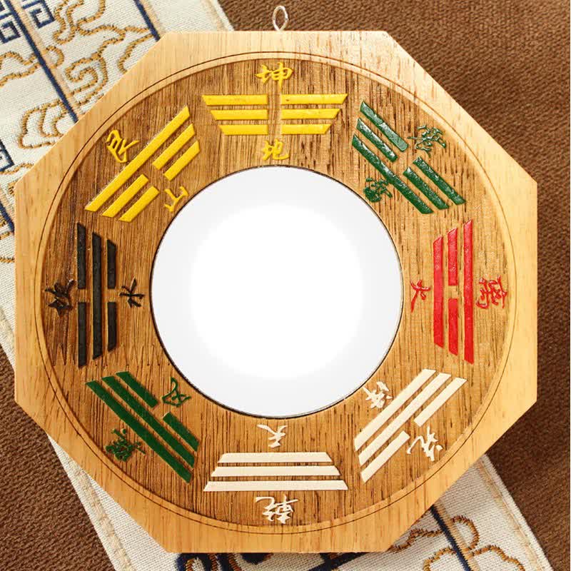 Buddha Stones Feng Shui Bagua Map Peach Wood Balance Energy Map Mirror