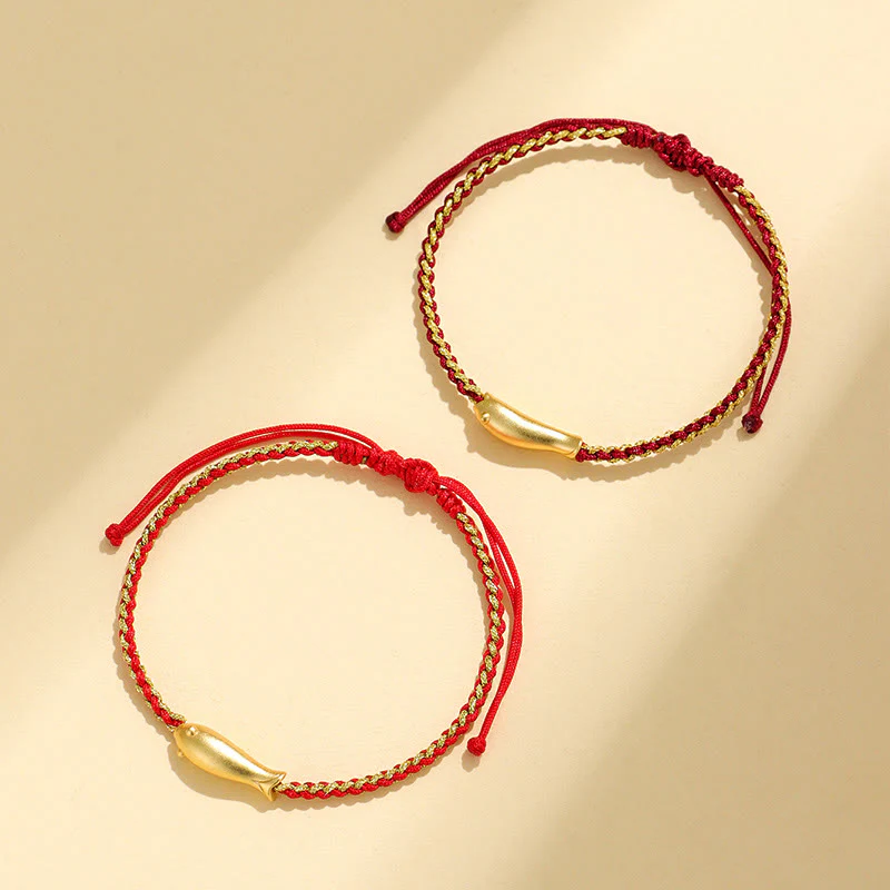 Buddha Stones 999 Sterling Silver Lucky Koi Fish Protection Rope Bracelet