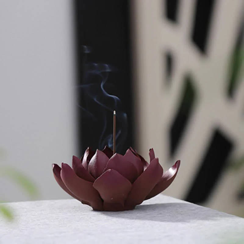 Buddha Stones Tibetan Lotus Positive Peace Incense Burner Decoration