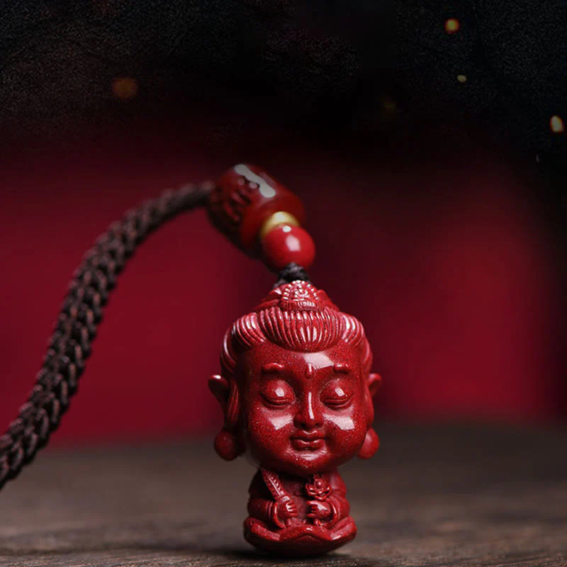 Buddha Stones Chinese Zodiac Natal Buddha Natural Cinnabar Amulet Keep Away Evil Spirits Necklace Pendant