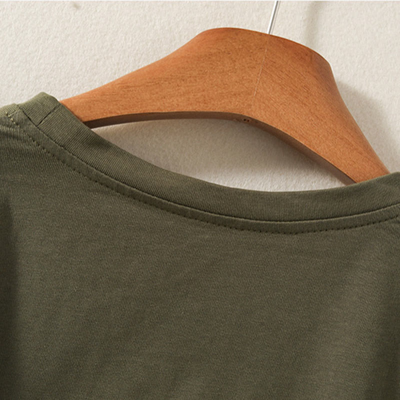 Buddha Stones Casual Pure Irregular Hem Cotton Linen Women's Long Sleeve T-shirt