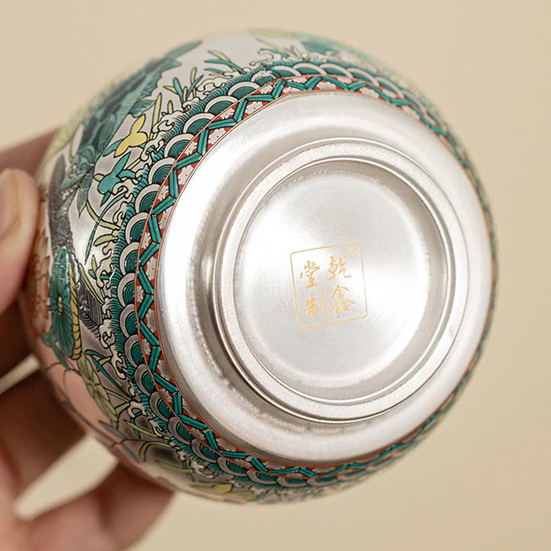 Buddha Stones Fish Lotus Seaweed Valley Mountains Pine Tree Dragon Teacup Kung Fu Tea Cup With Gift Box