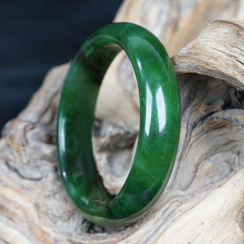 Buddha Stones Natural Hetian Cyan Jade Happiness Success Bracelet Bangle
