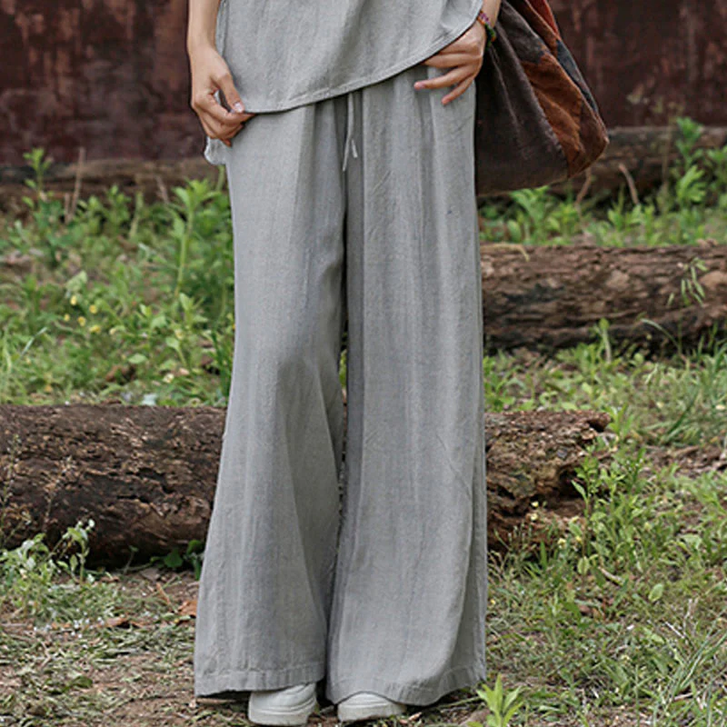 Buddha Stones Casual Tie-Dye Women's Linen Wide Leg Pants With Pockets