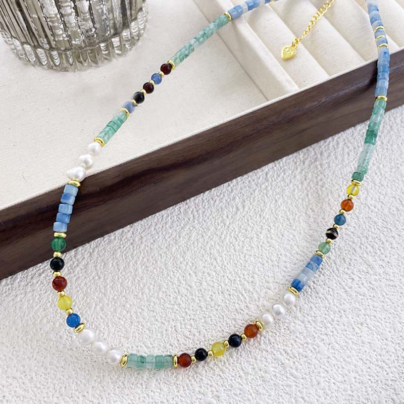 Buddha Stones Pearl Glass Healing Necklace Pendant