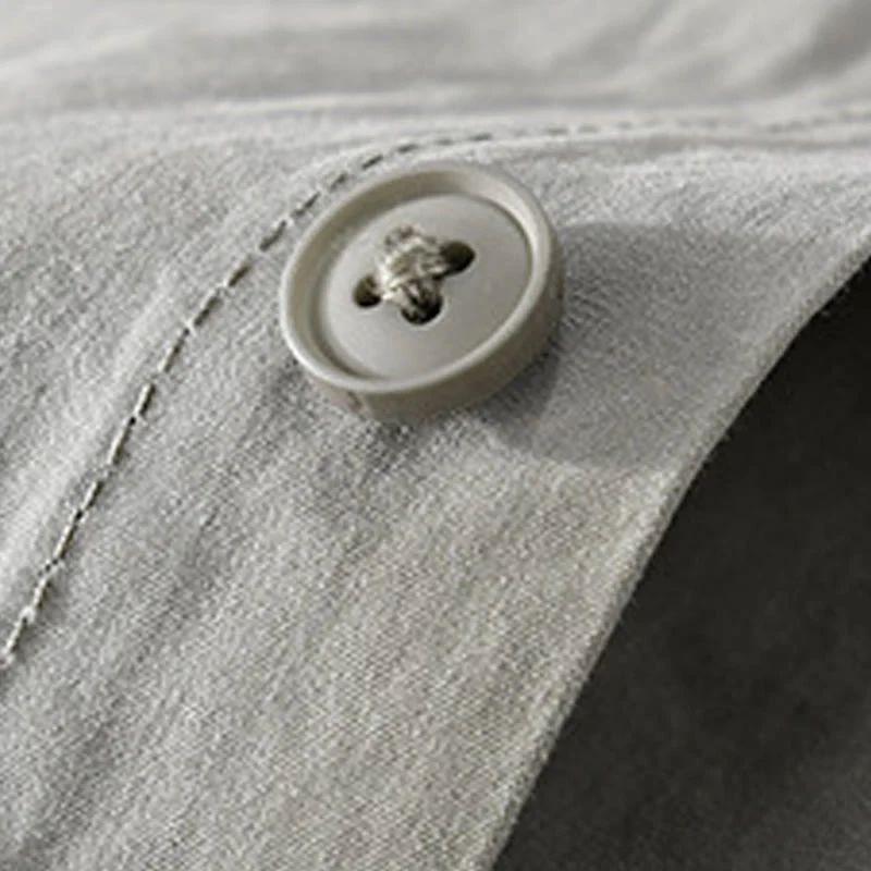 Buddha Stones Spring Daily Line Patchwork Design Lapel Men's Long Sleeve Cotton Linen Shirt With Pockets