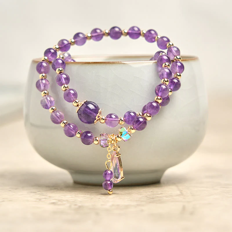Buddha Stones Natural Amethyst Beads Balance Multi-layer Bracelet