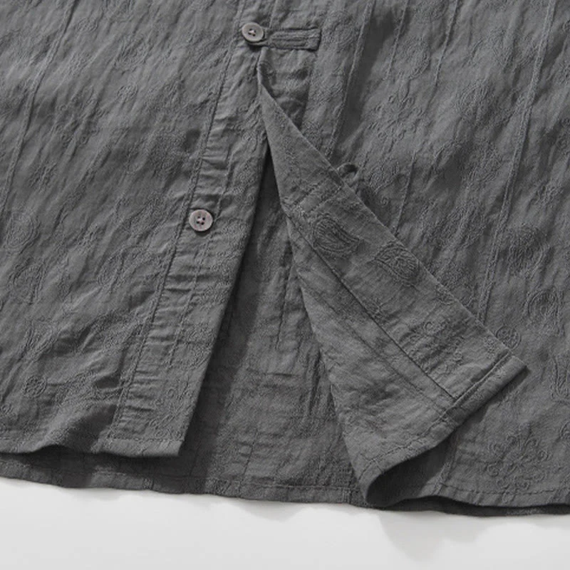 Buddha Stones Commute Plain Buttons Men's Short Sleeve Shirt With Pockets