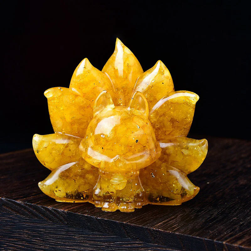 Buddha Stones Small Various Stone Pink Crystal Citrine Amethyst Nine Tailed Fox Warmth Home Decoration