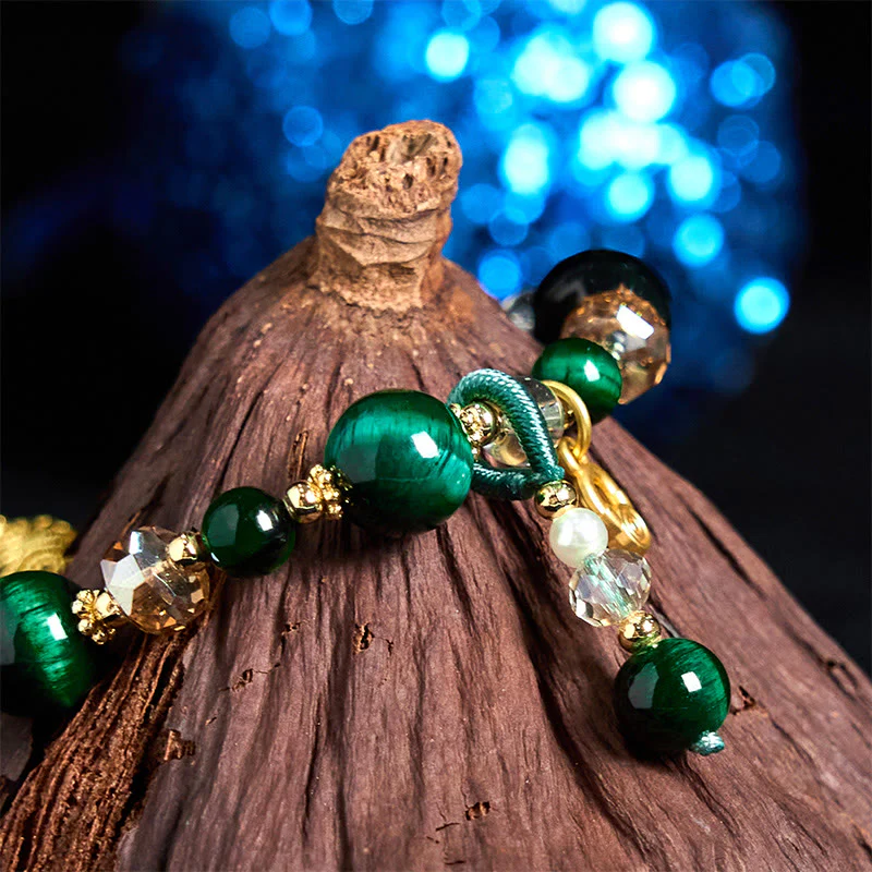 Buddha Stones Natural Red Tiger Eye Green Tiger Eye Beads Weight Balance Bracelet