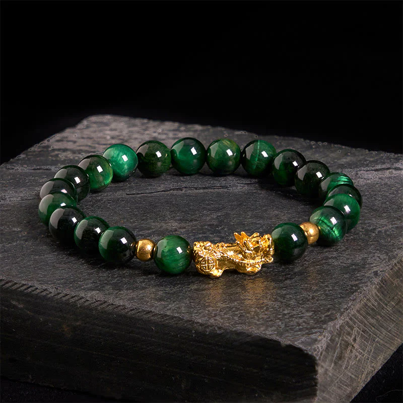 Buddha Stones Various Color Tiger Eye Beads Pixiu Wealth Courage Bracelet
