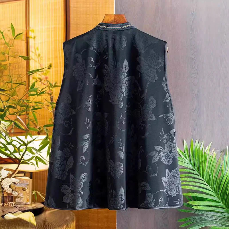 Buddha Stones Vintage Embroidery Colorful Cloud Flower Pattern Vest