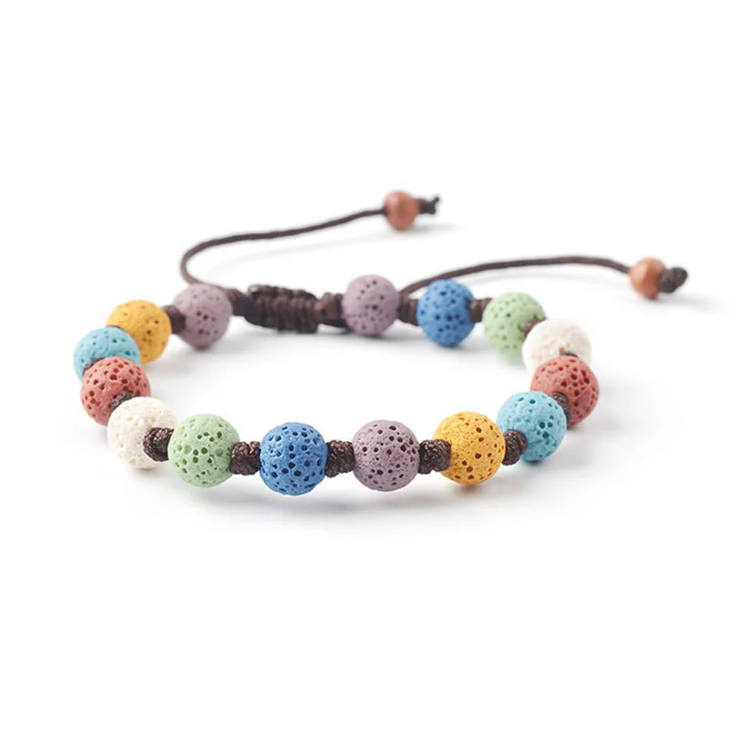 Buddha Stones Colorful Lava Rock Support Bracelet