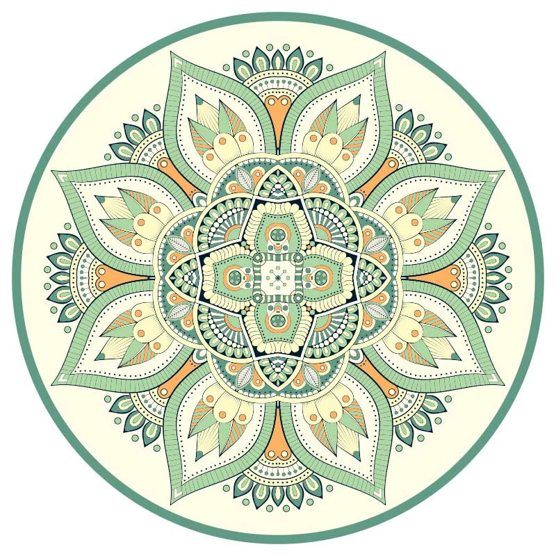 Buddha Stones Tibetan Lotus Mandala Enlightenment Foldable Natural Rubber Yoga Mat Decoration
