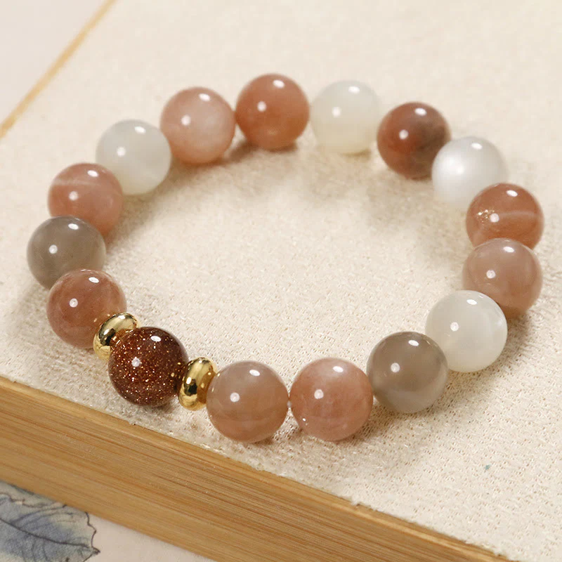 Buddha Stones Natural Sun Stone Gold Sandstone Wealth Positive Bracelet