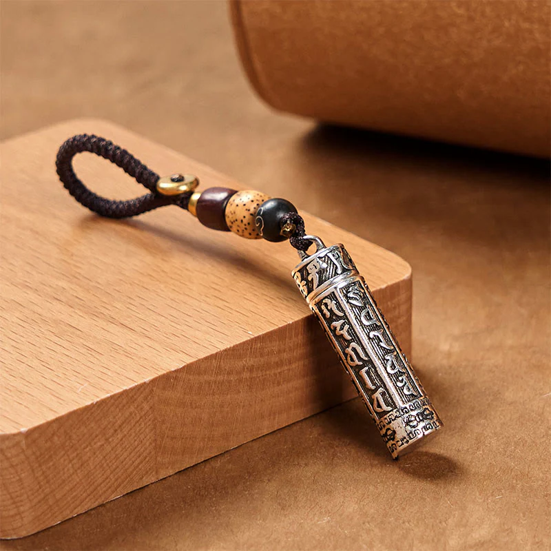 Buddha Stones Tibetan Om Mani Padme Hum Shurangama Mantra Vajra Pattern Copper Purity Key Chain