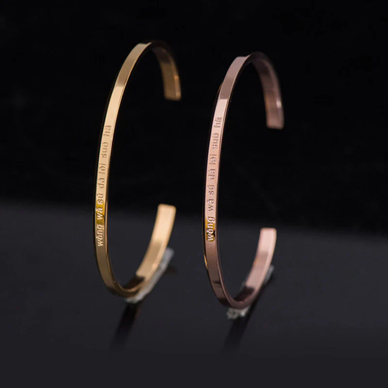 Buddha Stones Six True Words Engraving Titanium Steel Blessing Protection Bracelet