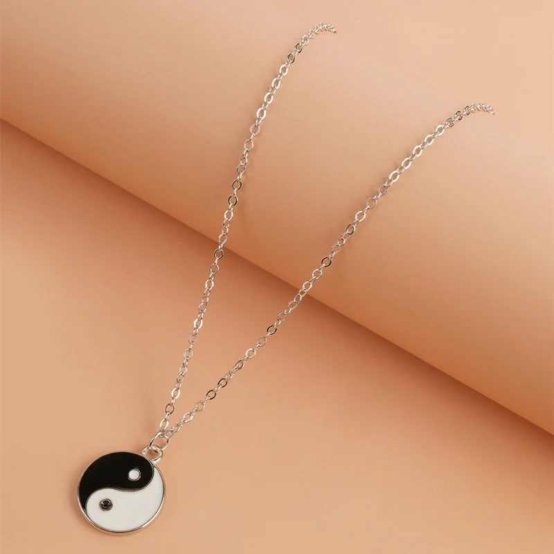 Buddha Stones 2Pcs Yin Yang Harmony Balance Necklace Pendant